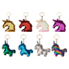 8Pcs 8 Style Reflective Sequin Unicorn Pendant Keychain KEYC-TA0001-20-7