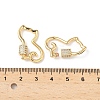 Brass Micro Pave Clear Cubic Zirconia Screw Carabiner Lock Charms KK-Z118-06G-06-3