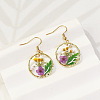 Alloy Epoxy Dried Flower Dangle Earrings FS-WGABF6D-11-2