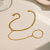 304 Stainless Steel Twisted Chain 2-Strand Hand Chain Ring Bracelets for Women MQ9629-4