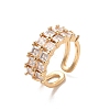 Brass Micro Pave Cubic Zirconia Open Cuff Rings RJEW-R146-10G-1
