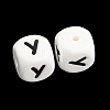 20Pcs White Cube Letter Silicone Beads 12x12x12mm Square Dice Alphabet Beads with 2mm Hole Spacer Loose Letter Beads for Bracelet Necklace Jewelry Making JX432Y-2