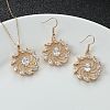 Flower Brass Micro Pave Clear Cubic Zirconia Pendant Necklaces & Dangle Earrings Sets WG2DD79-03-4