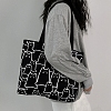 Cat Shape Printed Canvas Women's Tote Bags PW-WGB5BDC-02-1