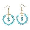 Glass Braided Ring Dangle Earrings EJEW-JE04983-4