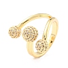 Brass Micro Pave Clear Cubic Zirconia Cuff Rings RJEW-K233-59G-3