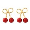 Cherry Brass ABS Plastic Pearl Stud Earrings EJEW-U062-03G-02-4