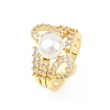 Brass Micro Pave Cubic Zirconia Finger Rings for Women RJEW-D340-02G-10-3