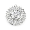Brass Micro Pave Cubic Zirconia with Glass Pendants KK-Q026-15P-1
