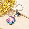 Stainless Steel Hollow Moon Cat Keychains KEYC-JKC00585-03-2
