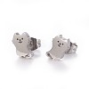 Tarnish Resistant 304 Stainless Steel Kitten Stud Earrings EJEW-F227-10P-1