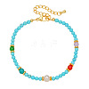 Round Synthetic Turquoise & Natural Red Agate & Freshwater Pearls Beaded Bracelets & Necklaces Sets for Women JT3894-3-5