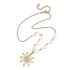 Alloy Sun Pendant 304 Stainless Steel Cable Chain Necklaces for Women NJEW-JN06696-3