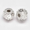 Fancy Cut Textured 925 Sterling Silver Round Beads STER-F012-14A-1