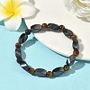 Round Natural Tiger Eye Stretch Bracelets BJEW-G072-14-1