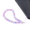 Frosted Round Spray Painted Glass Beaded Mobile Straps HJEW-JM00467-01-4