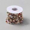 Brass Glass Flat Round Link Chains LCHA-WH0003-02KCG-2