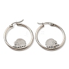 Non-Tarnish 304 Stainless Steel Hedgehog Beaded Hoop Earrings EJEW-F320-02P-2