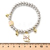 Brass Enamel Round Beads Charm Bracelets for Women BJEW-D317-11C-PG-5