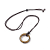Natural Tiger Eye Ring Pendant Necklace with Nylon Cord for Women NJEW-F306-02E-2