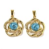 Ion Plating(IP) 304 Stainless Steel Pave Synthetic Turquoise Pendants STAS-U024-15G-06-1