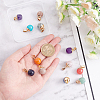 Olycraft 12Pcs 12 Style Top Golden Plated Mixed Gemstone Pendants G-OC0003-16-3