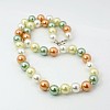 Shell Pearl Beaded Necklaces NJEW-G048-19-2