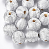 Wood Beads Covered with Polyester Cord Wire X-WOVE-S117-12mm-06-2