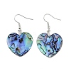 Platinum Tone Brass Natural Paua Shell Dangle Earrings EJEW-M091-01-4