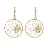 Copper Wire Wrapped Spider Web & Spider Dangle Earrings EJEW-JE05827-1