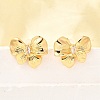 Bowknot Brass Micro Pave Cubic Zirconia Stud Earrings EJEW-B148-07B-G-1