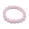 Natural Rose Quartz Bead Stretch Bracelets X-BJEW-K212-A-045-1