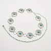 Ethnic Style Alloy with Dyed Synthetic Turquoise Flower Link Chain Waist Belly Chains for Women FS-WGC6A5F-02-1