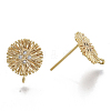 Brass Micro Pave Cubic Zirconia Stud Earring Findings X-KK-T056-05G-NF-2