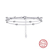 Rhodium Plated 925 Sterling Silver Satellite Chains Triple-Layer Multi-strand Bracelet STER-M116-08P-1
