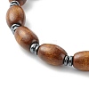 Spray Painted Natural Maple Wood & Waxed Wooden Beaded Bracelets Sets BJEW-JB06362-10