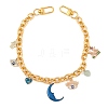 3Pcs Moon Eye Alloy Enamel with Rhinestone Charm Aluminum Cable Chain Bag Decorative Chains HJEW-NB00285-1