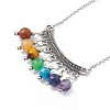Natural Mixed Gemstone Beaded Curved Rectangle Pendant Necklace NJEW-P274-06-4