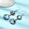 Brass Natural Abalone Shell Dangle Earrings EJEW-F388-01F-P-2