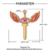 304 Stainless Steel with Red Enamel Pendants SA-OY002-24G-01-2