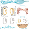 2Pcs 2 Colors 925 Sterling Silver Rhinestone Screw Carabiner Lock Charms STER-NB0001-35-2