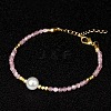 Handmade White Round Shell Pearl and Faceted Round Glass Beaded Bracelets for Women YN0122-2-1