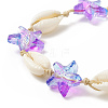 Natural Cowrie Shell & Glass Starfish Braided Bead Bracelet for Women X-BJEW-JB09943-3
