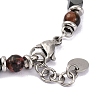 Natural Rhodochrosite & Magnetic Synthetic Hematite Round Beaded Bracelet X-BJEW-P339-02P-09-3