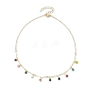 Brass Enamel Flat Round Charm Necklaces for Women NJEW-JN04743-4
