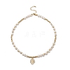 Brass Virgin Mary Pendant Necklace with Natural Pearl Beaded Chains for Women NJEW-JN04144-01-4