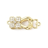 Brass Micro Pave Clear Cubic Zirconia Interlocking Clasps KK-U059-16G-1