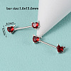 304 Stainless Steel Red Cubic Zirconia Nipple Rings WG32E94-12-1