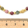 Faceted Round Natural Multicolor Tourmaline & Brass Beaded Necklaces NJEW-JN06614-4
