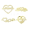 4Pcs 4 Styles Heart Brass Micro Pave Clear Cubic Zirconia Connector Charmss KK-CJ0005-73-1